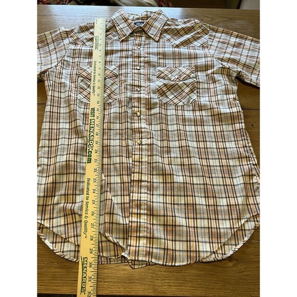 Lariat Western Pearl Snap Plaid Long Sleeve‎ Shirt Size 16 16 1/2 Country VTG - Picture 3 of 11